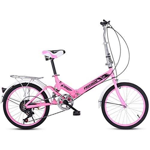 Folding Bike : JINDAO foldable bicycle Variable Speed Lightweight Folding Bike Small Portable Bicycle for Adult Student Teens Folding Bike Country Road Bicycle Adult Student, Three Colors (Color : Pink)
