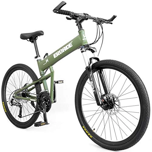 Folding Bike : JLFSDB Mountain Bike 26" Foldable Mountain Bicycles 27 / 30 Speeds Off-road Lightweight Aluminum Alloy Frame Full Suspension Double Disc Brake (Color : Green, Size : 30speed)