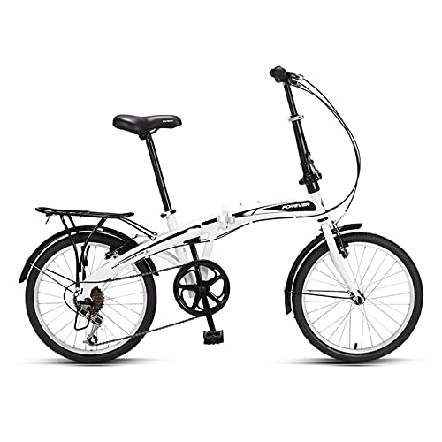Folding Bike : Jrechio 7-speed Folding Bike Ultra-light Portable Commuter Bike for Men and Women (Color : White) sunyangde