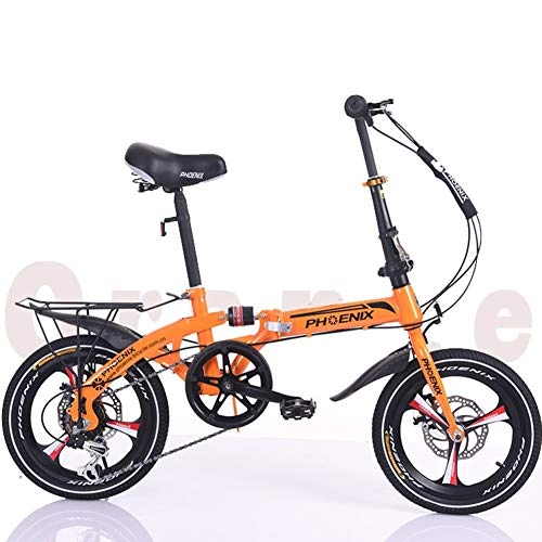 Folding Bike : JYFXP 16 Inch Folding Bicycle, Commuter Foldable Bike For Adult Children Primary Middle School Students Lightweight Shock-absorbing Speed Car Bike