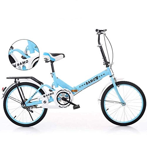 Folding Bike : JYTFZD WENHAO Folding Bikes, 20 Inch Variable Speed Bicycle Lightweight Suspension Anti-Slip for Men and Women, with Load-Bearing Rear Frame (Color : D1)