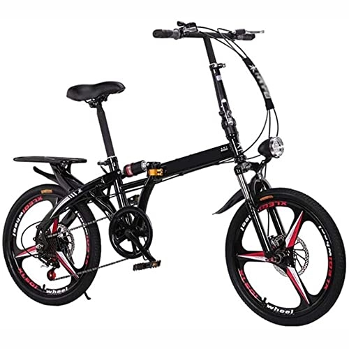 Folding Bike : Kaidanwang Folding Bicycle Speed Mountain Bike Male and Female Adult Scooter with Double Shock Absorption One Wheel (Color : Black, Size : 20inch)