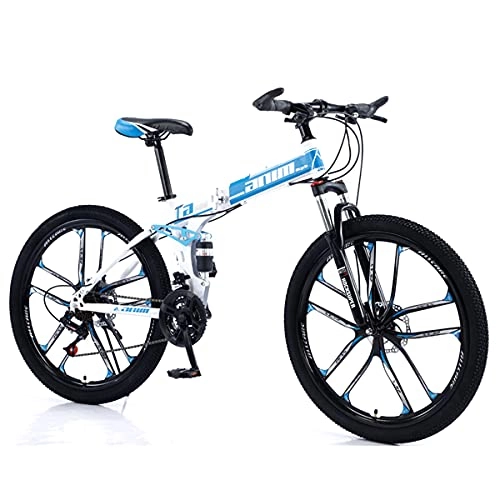 Folding Bike : KANULAN Bikes Mountain Bike Wheel Dual, With 21 Speeds, Fast Folding Ergonomic Lightweight, Anti-slip Wear-resistant, For Men Or Women T