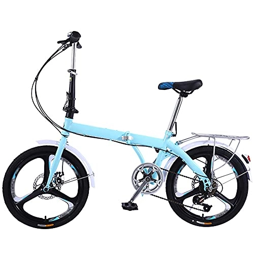 Folding Bike : KANULAN Blue Mountain Bike Folding Bike 7 Speed Wheel Dual Suspension, Height And Save Space Better Adjustable Seat For Mountains And Roads P T