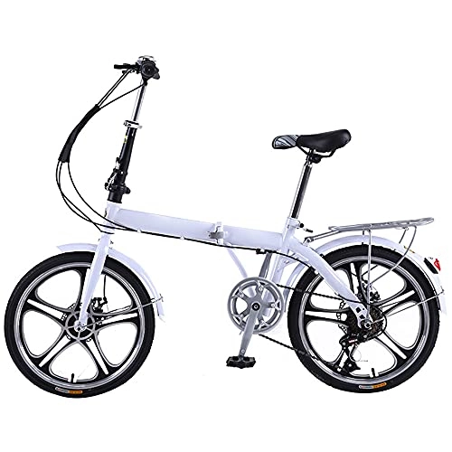 Folding Bike : KANULAN Mountain Bike Or Folding Bike Dual Suspension Wheel, 7 Speed White Bike Height Adjustable Seat, For Mountains And Roads, And Save Space Better T