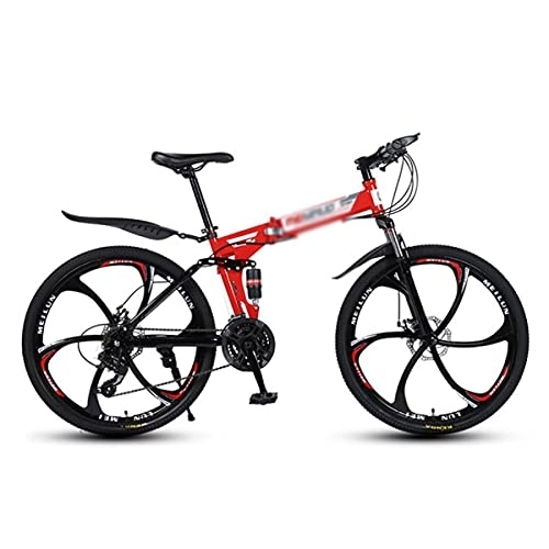 Folding Bike : Kays 26 Inch Folding Mountain Bicycles 21 / 24 / 27 Speeds Dual-disc Brakes With Double Shock Absorber For Men Woman Adult And Teens, Multiple Colors(Size:27 Speed, Color:Red)