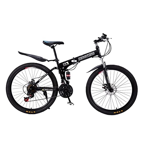 Folding Bike : Kays 26 Inch Mountain Bike Foldable For Adults Mens Womens, 21-Speed Gears, Fork Suspension(Color:Black)