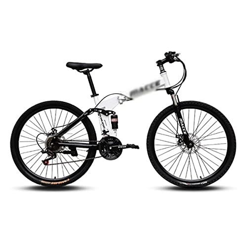 Folding Bike : Kays 26 Inch Mountain Bike Folding With Carbon Steel Frame 21 / 24 / 27 Speed Mountain Bicycle With Mechanical Disc Brake And Lockable Suspension Fork(Size:21 Speed, Color:White)