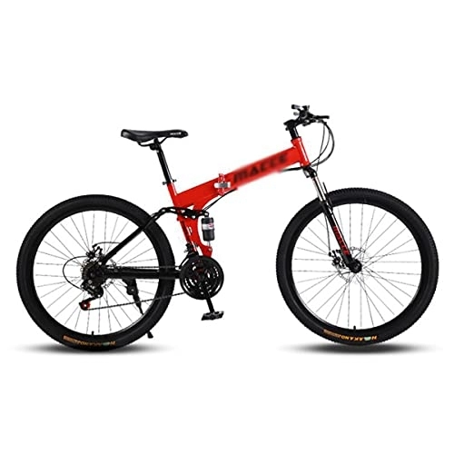 Folding Bike : Kays 26 Inch Mountain Bike Folding With Carbon Steel Frame 21 / 24 / 27 Speed Mountain Bicycle With Mechanical Disc Brake And Lockable Suspension Fork(Size:27 Speed, Color:Red)
