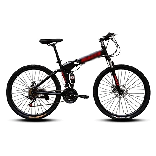Folding Bike : Kays 26 Inch Wheel Folding Mountain Bike Carbon Steel Frame 21 / 24 / 27 Speeds With Mechanical Disc Brake For Adults Mens Womens(Size:24 Speed, Color:Black)