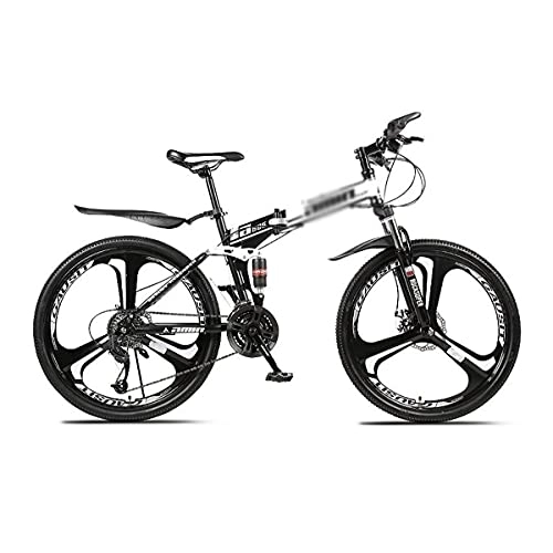 Folding Bike : Kays Folding Mountain Bike 21 / 24 / 27-Speed Shifting System 26 Inch Wheels Dual Suspension Bicycle Suitable For Men And Women Cycling Enthusiasts(Size:24 Speed, Color:White)