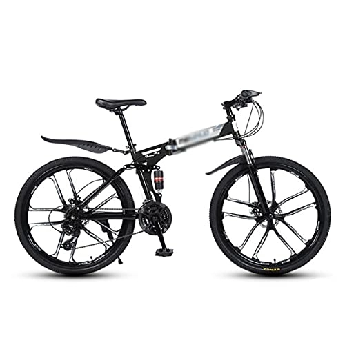 Folding Bike : Kays Folding Mountain Bike 21 Speed Bicycle 26 Inches Mens MTB Disc Brakes Bicycle For Adults Mens Womens(Size:24 Speed, Color:Black)
