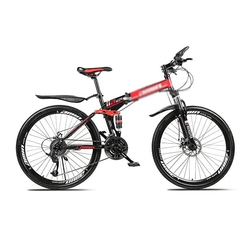 Folding Bike : Kays Folding Mountain Bike 26 Inch Adults Mountain Bike For Mens Womens With Carbon Steel Frame(Size:24 Speed, Color:Red)