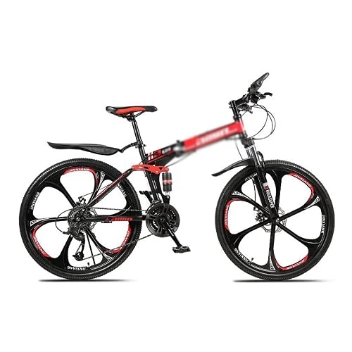 Folding Bike : Kays Folding Mountain Bike 26 Inch Wheels Bicycle Carbon Steel Frame 21 / 24 / 27 Speed MTB Bike With Daul Disc Brakes For Men Woman Adult And Teens(Size:24 Speed, Color:Red)