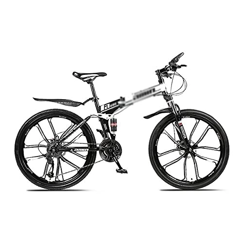 Folding Bike : Kays Folding Mountain Bike 26 Inches Wheels Dual Suspension Mountain Bicycle Carbon Steel Frame For Women Mens(Size:27 Speed, Color:White)