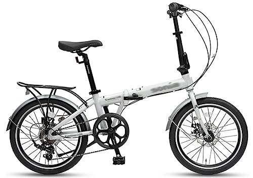 Folding Bike : Kcolic 20 Inch Adult Folding Bike, Foldable City Bicycle Variable 7 Speed Mobile Portable Lightweight Folding Bike Quick Folding System for Students and Urban Commuters C, 20inch