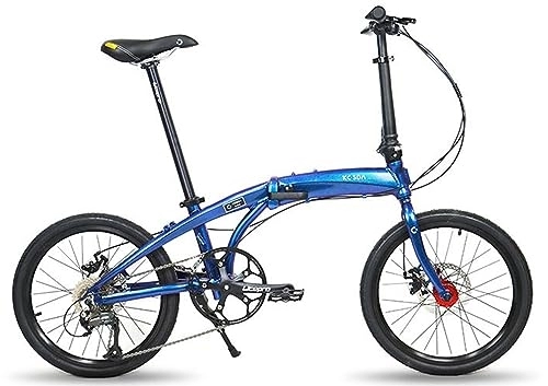 Folding Bike : Kcolic 20 Inch Folding Bikes for Adults, Lightweight Aluminum Frame 9 Speed Folding Bike City Mini Compact Bike Urban Commuters, with Disc Brakes 20inch