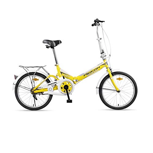 Folding Bike : Kehuitong Folding Bicycle, Rim Diameter 20 Inches, Men's And Women's Quick-loading Light Portable Bicycle, Aluminum Alloy The latest style, simple design (Color : Yellow, Size : 20 inches)