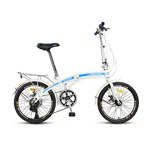 Folding Bike : Kids'Bikes Liuwubing Bicycle speed bicycle boy girl bicycle student bicycle city bicycle folding bicycle small mini bicycle, 7-speed shift, 20 inches (Color : BLUE, Size : 150 * 30 * 112CM)