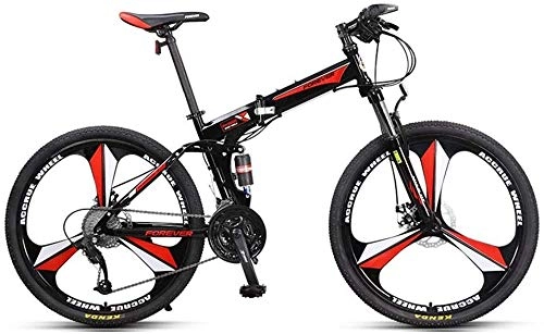 Folding Bike : KKKLLL Foldable Mountain Bike Bicycle Speed Off-Road Double Shock Disc Brakes Adult Male26 inches