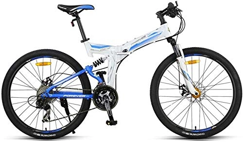 Folding Bike : KKKLLL Folding Mountain Bike Bicycle Speed Male Adult Student Youth Cross Country Racing 27 Speed 26 Inches