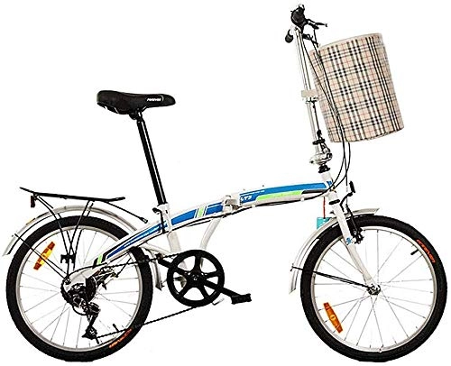 Folding Bike : KKKLLL Folding Mountain Bike High Carbon Steel Frame Shifting Belt Shelf Folding Bike 20 Inch 7 Speed