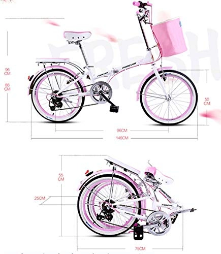 Folding Bike : KKKLLL Folding Mountain Bike Speed High Carbon Steel Male and Female Students Adult Bicycle 20 Inch