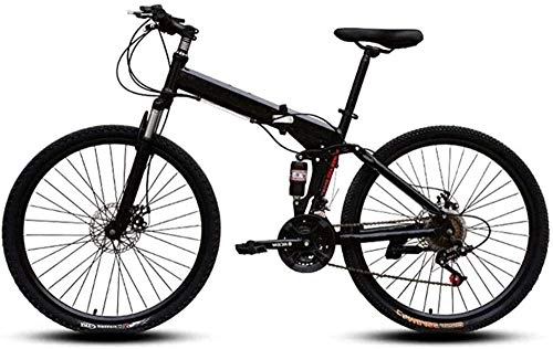 Folding Bike : KRXLL Mountain Bikes Easy To Carry Folding High Carbon Steel Frame Variable Speed Double Shock Absorption Foldable Bicycle-A_21 speed