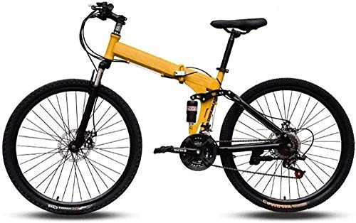 Folding Bike : KRXLL Mountain Bikes Easy To Carry Folding High Carbon Steel Frame Variable Speed Double Shock Absorption Foldable Bicycle-C_27 speed