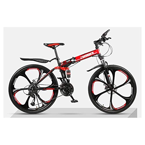 Folding Bike : KXDLR 30-Speed Dual Disc Brakes Speed Male Mountain Bike(Wheel Diameter: 26 Inches) Simple Design with Dual Suspension, Black