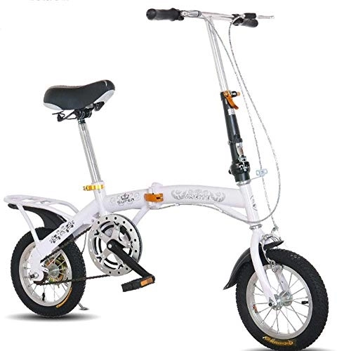 Folding Bike : L.HPT 14 Inch 16 Inch Folding Bicycle Shifting - One Wheel Double Disc Brake Travel Bicycle Male And Female Folding Student Car, White, 14inches (Color : White, Size : 16inches)
