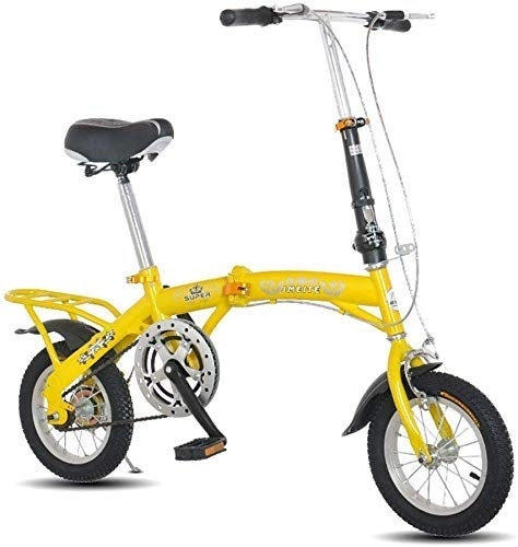 Folding Bike : L.HPT 14 Inch Folding Bicycle Shifting - Men And Women Shock Absorber Bicycle - Student Car Single Speed Folding Bicycle Bicycle, Red (Color : Yellow)