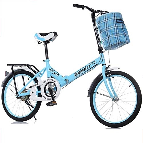 Folding Bike : L.HPT 16 Inch 20 Inch Folding Bicycle - Adult Women's Folding Bicycle - Folding Bicycle To Work To Go To School, Yellow, 20inches (Color : Blue, Size : 16inches)