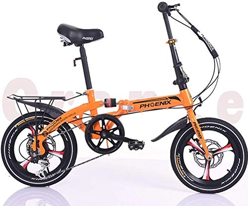 Folding Bike : L.HPT 16 Inch Folding Bicycle, Commuter Foldable Bike For Adult Children Primary Middle School Students Lightweight Shock-absorbing Speed Car Bike
