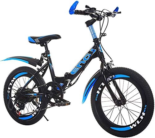 Folding Bike : L.HPT 18 / 20 / 22 Inch Folding Speed Bicycle - Folding Bicycle Speed Folding Bicycle Adult Learning Boys And Girls Mountain Bike Single Speed Car Speed Car, Red, 22inches (Color : Blue, Size : 22inches)