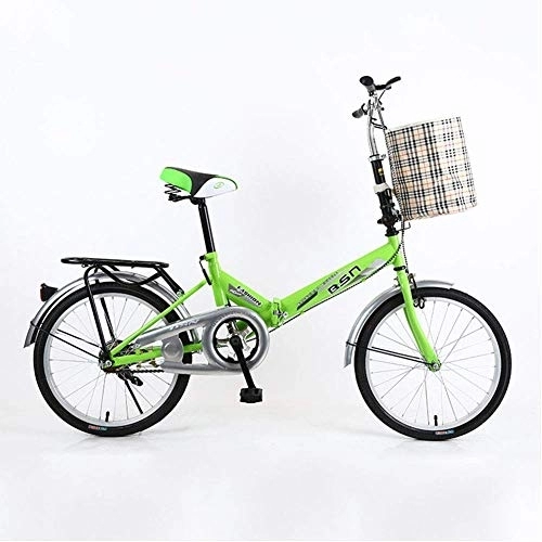 Folding Bike : L.HPT 20 Inch Foldable Men And Women Folding Bike - Mountain Bike Adult Double Shock Off-Road Off-Road Male And Female Students Fast Cycling, Blue (Color : Green)