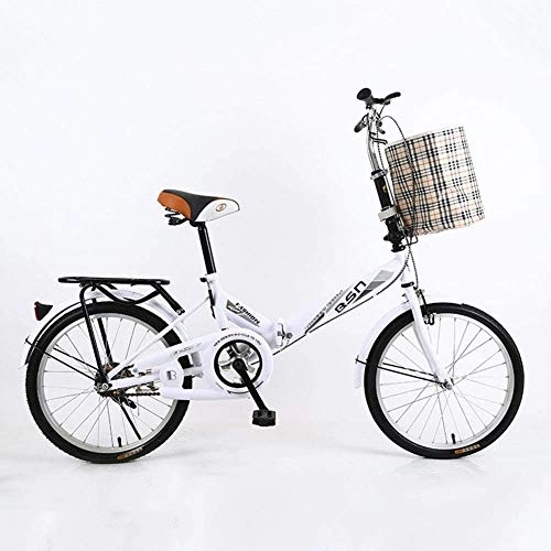 Folding Bike : L.HPT 20 Inch Foldable Men And Women Folding Bike - Mountain Bike Adult Double Shock Off-Road Off-Road Male And Female Students Fast Cycling, Blue (Color : White)