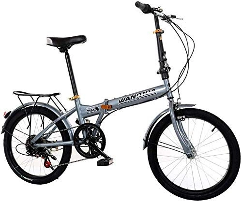 Folding Bike : L.HPT 20-Inch Folding Bicycle Shifting-Folding Variable Speed Bicycle Men And Women-Style Bicycle Ultra-Light Portable Folding Leisure Bicycle-Adult Folding Bicycle, White (Color : Gray)