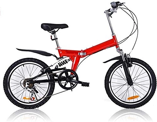 Folding Bike : L.HPT 20 Inch Folding Bicycle Shifting - Male And Female Bicycles - Adult Children Students Folding Shock Mountain Bike, White (Color : White)