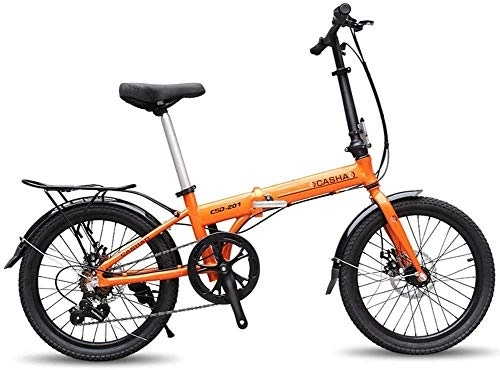 Folding Bike : L.HPT 20 Inch Folding Bicycle Shifting - Men And Women Shock Absorber Bicycle - Aluminum Alloy Mini Boys And Girls Speed Bicycle Folding Bike Mountain Bike, Black (Color : Orange)