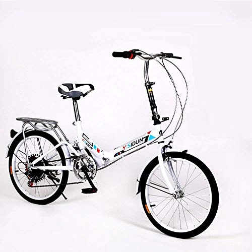 Folding Bike : L.HPT 20-inch Folding bike 6-speed Cycling Commuter Foldable bicycle Women's adult student Car bike Lightweight aluminum frame Shock absorption-E 110x160cm(43x63inch)