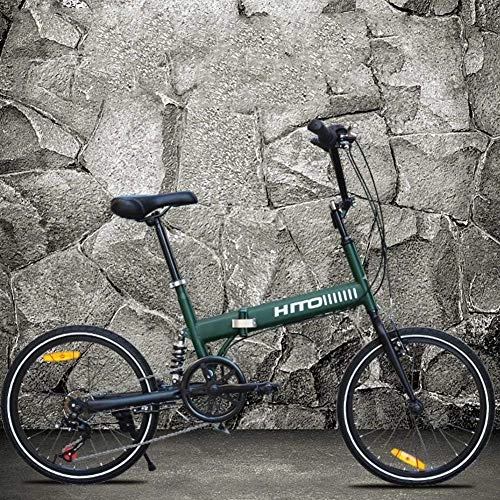 Folding Bike : L.HPT 20-inch Folding Bike Shock-absorbing Off-road Anti-tire Mountain Bike Male And Female Adult Lady Bike