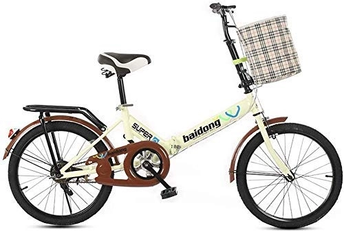 Folding Bike : L.HPT 20-Inch Folding Speed Bicycle - Student Folding Bike for Men And Women Folding Speed Bicycle Damping Bicycle, Black, shockabsorption (Color : Yellow, Size : Noshockabsorption)