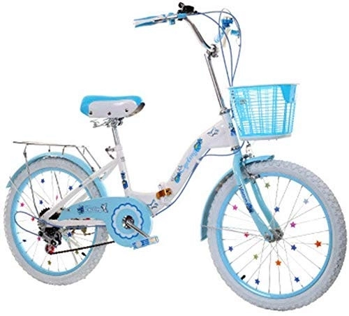 Folding Bike : L.HPT Foldable Men And Women Folding Bike - Children's Bicycle 18 / 20 / 22 Inch 6-14 Years Old Student Car Female Speed Folding Self-Driving Bicycle Speed City Bicycle, blueshifting, 20inches