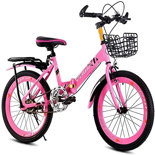 Folding Bike : L.HPT Foldable Men And Women Folding Bike - Children's Bicycle Folding Speed Mountain Bike 18 Inch 20 Inch 22 Inch 6-14 Years Old Men And Women Bicycle (Color : Pink, Size : 20inch)