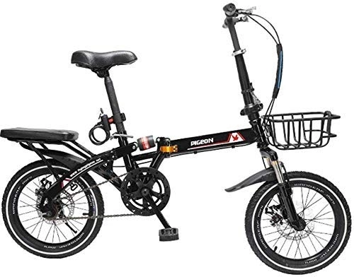 Folding Bike : L.HPT Foldable Men And Women Folding Bike - Mountain Bike Adult Double Shock Off-Road Off-Road Male And Female Students Fast Cycling, Black, 20inches (Color : Black, Size : 20inches)