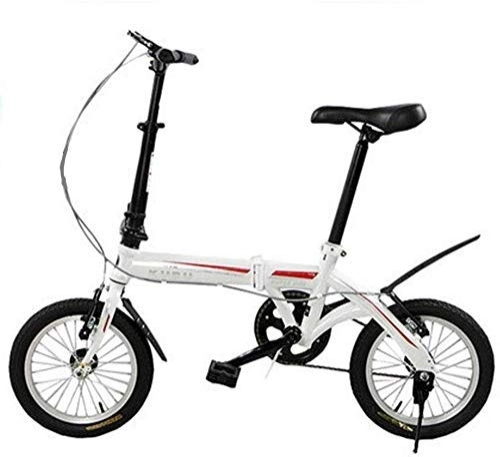 Folding Bike : L.HPT Folding Bicycle-Folding Car 14 Inch V Brake Speed Bicycle Male And Female Children Bicycle Mini Folding Bicycle Lightweight And Portable, Red (Color : White)