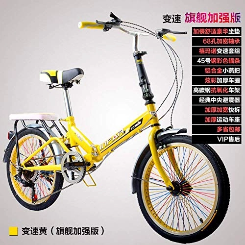 Folding Bike : L.HPT Tx30 Portable Travel 6 Speed Lightweight 20 Inch Bright Single-Speed Folding Bike Foldable Bicycle Shock Absorber For Adult Men And Women Student Young Car Bike