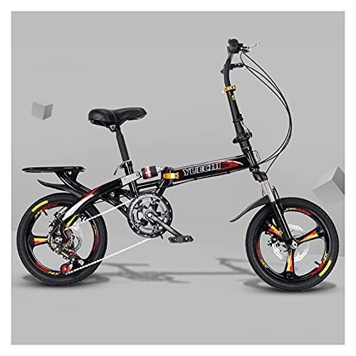 Folding Bike : LHQ-HQ 20 Inch Lightweight Foldable Bike 6-Speed Folding Bicycles Dual Disc Brakes Dual-Suspension City Bike for Adults Commuters Bikes, C