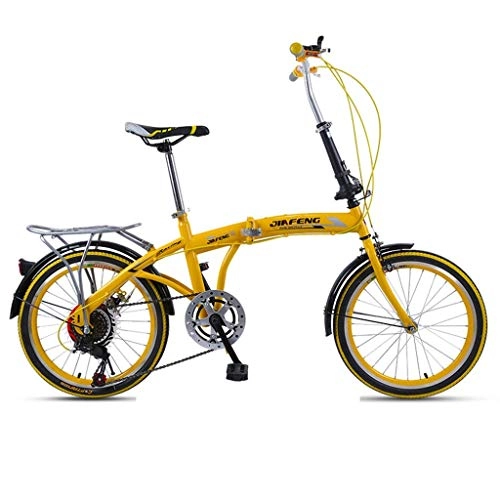 Folding Bike : LHQ-HQ Folding Bicycle 20 Inch Adult Folding Bicycle Ultra Light Speed Portable Bicycle To Work School Commute Fast Folding Bicycle (Color : YELLOW, Size : 155 * 30 * 94CM) Outdoor sports Mountain Bik